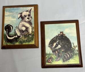 Bernard Picture Co Prints Litho 5” X 6” Lot Of 2 Woodland Animals Nursery Child